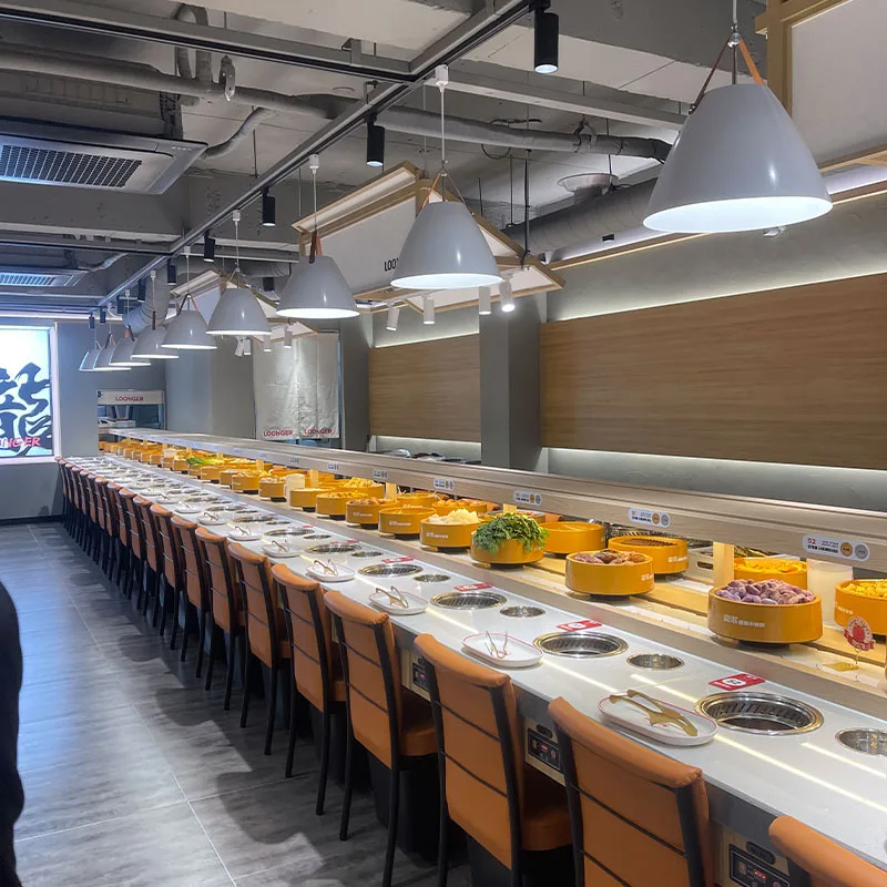 Commercial Rotating Hot Pot Conveyor Belt Equipment
